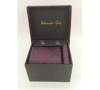 Hetherington Gray Burgundy with Blue Flower Tie, Pocket Square & Cufflink Set Blue