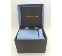 Hetherington Gray Pale Blue Tie, Pocket Square & Cufflink Set Blue