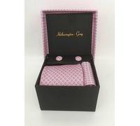 Hetherington Gray Pink Spot Tie, Pocket Square & Cufflink Set Pink