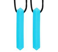 HETHLIF 2PCS Silicone Teether Necklace High Temperature Chewing Pendant for Sensory Needs Autism Oral Repair Thumb Sucking ADHD Infants Young Children (Sky Blue Gemstone Pendant)
