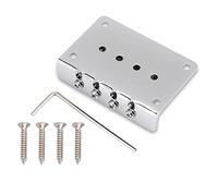 HETHLIF 4-String Guitar Bridge, Hardtail Bridge Fixed Replacement Parts 4-String for Cigarbox Electric Guitars Bass Ukulele (Silver)