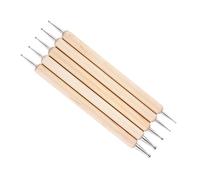 HETHLIF 5pcs Nail Art Rhinestone Point Drill Pen Double Head Steel, with 5 Different Types for Hands and Feet, Ergonomic Design, Solid Wood and Stainless Steel Materials, Easy to Grasp, (Wood Handle)
