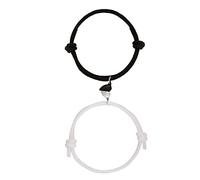 Hethlif Adjustable Couples Bracelets with Mutual Attraction Heart Shape Bell Rope Relationship Matching Bracelet, Couple Bracelets with No. 8 Embossed Size for Lover, Girlfriend, Best (Black White)