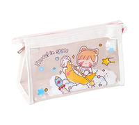 HETHLIF Cute Clear Cosmetic Bag Large Capacity Transparent PVC Travel Storage Bag with Smooth Metal Zipper for Women Girls Travel Business Trip Makeup Toiletries Stationery Organizer (Moon Ship)