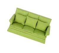 HETHLIF Dollhouse Couch With Pillow, Mini Sofa Mini Couch With 3pcs Pillow Wood Cloth for Dollhouse Decoration (Green)
