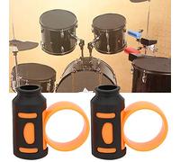 HETHLIF Drum Stick Control Clips, Drumstick Controller Drum Stick Finger Controller Drummer Rotating Auxiliary Tool Silicone Twirling for Drummer Beginners Practice (Black Orange)