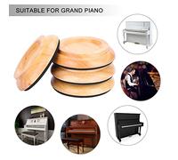 HETHLIF Floor Piano Mat, Caster Cups Beech Wood Round 4 Pcs Protect the Floor From the Scratches (Wood Color)