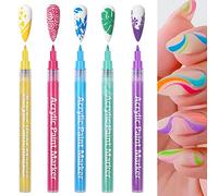 HETHLIF Nail Art Graffiti Pen Multicolor Quick Dry Nail Paint Pen Fine Tips Drawing for Art Decoration and Design for Lovers 5 Colors Set 3ml Each (Group B: 06+07+08+09+10)