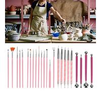 HETHLIF Polymer Clay Tools Set, Professional Sculpting Clay Tools Kit Double Sided Design with Wooden Handle for Pottery Making Ceramics Crafting Metal Plastic Silicone Nylon Wool