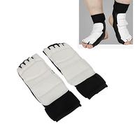 HETHLIF Thicken Boxing Foot Protector, Adjustable Strap Elastic Sparring Foot Guard for Children Adults Unisex Black White PU Leather Protective Gear (S)
