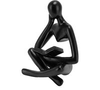 HETHLIF Thinker Statue Decor, Thinker Statue Abstract Art Ornament Resin Sitting Figure Abstract Art Ornament Reading for Living Room Cabinet Decoration (Black)