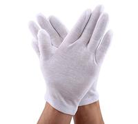 Hethlif White Cotton Gloves 12 Pairs, Color Guard Gloves Thin Cotton Work Safety Practical White, for Jewelry Silver Inspection Protection