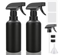 Hethyo Spray Bottles 16.9oz/500ml Plastic Empty Spray Bottle for Hair Mist/Stream Spraying Heavy Duty Water Spray Bottles for Cleaning Solutions, Plants 2 Pack (Black)