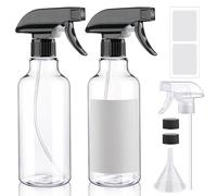 Hethyo Spray Bottles 16.9oz Plastic Empty Spray Bottle for Hair Mist/Stream Spraying Heavy Duty Square Water Spray Bottles for Cleaning Solutions, Plants, Essential Oils 2 Pack (16.9oz)