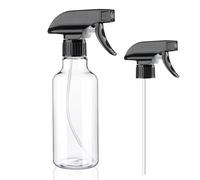 Hethyo Spray Bottles Plastic Spray Bottle for Hair Mist/Stream Heavy Duty Empty Spray Bottles for Cleaning Solutions, Plants, Cooking, 12oz-Blackclear+nozzle