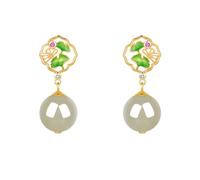 Hetian Jade S Drop Earrings Long Dangle For Women - Vintage Hollow Enamel Dangly Earrings, Threader Teen Girls Lady Birthday Party Valentine'S Day