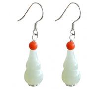 Hetian Jade Southern Red Agate S Drop Earrings Long Dangle Earrings For Women - Gourd Dangly Earrings, Threader Earrings For Teen Girls Lady Birthday Party Valentine'S D
