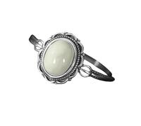 Hetian Jade Stone Ring 925 Sterling Silver Statement Filigree Band For Women Natural Gemstone Handmade Finger Band Vintage Jewelry Gifts With Box
