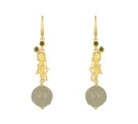 Hetian Jade Zircon S Drop Earrings Long Dangle For Women - Chinese Carved Pattern Dangly Earrings, Threader Teen Girls Lady Birthday Party Va
