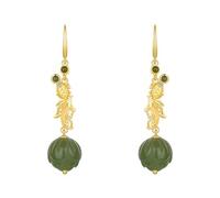 Hetian Jade Zircon S Drop Earrings Long Dangle For Women - Chinese Carved Pattern Dangly Earrings, Threader Teen Girls Lady Birthday Party Va