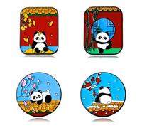 HETICA 4 Pcs Cute Panda Brooch for Women, Funny Animal Enamel Brooch Set Backpack Bag Bag Hat Cute Kawaii Cartoon Brooch Badge for Men Women Girls