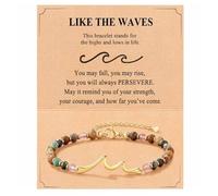 HETICA Inspirational Ocean Wave Link Bracelet for Women - Waves of Life We’ve Shared, Sentimental Gift Jewelry for Daughter Sister Bestie Niece, M, Stainless Steel, no gemstone