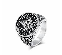 HETIMXIA AG Masonic Freemason Ring for men 316 Stainless Steel Men's Ring style Iced Out Jewelry Punk Ring Hip Hop Heavy Metal Ring mens fashion rings, 9 UK, Metal, No Gemstone