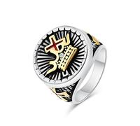 HETIMXIA CZ Crown Cross Rings for men Pope's Rings 316 Stainless Steel Rings Iced Out Jewelry Punk Ring Hip Hop Heavy Metal mens fashion rings, 13, Metal, No Gemstone
