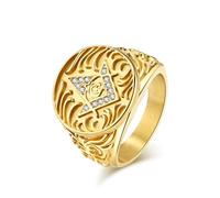 HETIMXIA CZ Masonic Freemason Ring for men 316 Stainless Steel Men's Ring style Iced Out Jewelry Punk Ring Hip Hop Heavy Metal Ring mens fashion rings, 12, Metal, No Gemstone