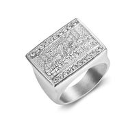 HETIMXIA Iced out Ring for men Thirteen Apostles CZ ring Hip Hop ring The Last Supper 316 Stainless Steel Men's Ring Radiant Biker Rings Bling Cuban style Iced Out Jewelry Punk Ring Club ring Heavy