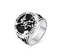 HETIMXIA Knights Armor Shield Templar Cross Rings for men Archangel Rings 316 Stainless Steel Rings Paladin Worrior Hunter style Iced Out Jewelry Punk Ring Hip Hop Heavy Metal mens fashion rings, 12