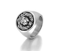 HETIMXIA Leo Rings for men Lion King Style Simba Hip Hop Heavy Metal Cocktail Party Ring Vintage animal Biker 316 Stainless Steel Rings Iced Out Jewelry Punk Ring mens fashion rings, 6 UK, Metal, No