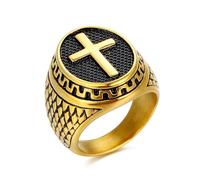 HETIMXIA Prayer Cross Blessing Rings for men engraved God's hands Ring Biker 316 Stainless Steel Rings Iced Out Jewelry Punk Ring Hip Hop ring Cocktail Party Ring Vintage mens fashion rings, 7 UK