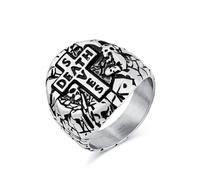 HETIMXIA Prayer Cross Flower Carving rings for men 316 Stainless Steel Men's Ring Blessing Rings for men Iced Out Jewelry Punk Ring Cocktail Party Ring Vintage mens fashion rings, 13, Metal, No