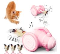 HETOO Cat Toys Moving Little Bee with Feather Interactive Toys for Indoor Cats Automatic Fast with Colorful lights USB Rechargeable Touch Activated Smart for Kitten Exercise (Pink)