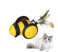 HETOO Cat Toys Moving Little Bee with Feather Interactive Toys for Indoor Cats Automatic Fast with Colorful lights USB Rechargeable Touch Activated Smart for Kitten Exercise (Yellow)