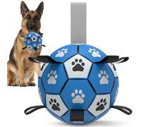 HETOO Dog Ball, Dog Toy Ball with Handle for Dogs, Interactive Towing of War, Water Dog Balls, Toy, Birthday Gift for Large/Extra Large Dogs (9 Inches, Blue, Grey)