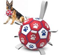HETOO Dog Football, Interactive Dog Toys for Dogs, Dog Water Toy, Durable Dog Balls for Small to Medium Dogs, Red/White (20 cm)