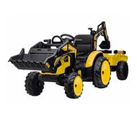 Hetoy 3 in 1 Ride on Tractor, Excavator & Bulldozer, 24V Electric Vehicle w/Trailer, Shovel Bucket, Digger, Remote Control, EVA Tire, LED Light, Music, USB & Bluetooth, Kids Ride on Car, Orange