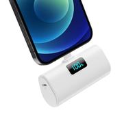 HETP Mini Power Bank 5200mAh, 20W PD Fast Charging Portable Charger, LCD Display Battery Pack, Ultra-Compact Powerbank Compatible with iPhone 14/14 Pro Max/13/13 Pro Max/12/11/XR/X/8, etc White
