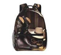 HETPLKD Cowboy Black Hat Western Boots1 Cute Backpack Waterproof Lightweight Casual Backpack One Size Daypack Travel Laptop Bag For Men Women