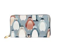 HETPLKD Dumb Penguin Leather Wallet for Women Long Coin Purse Ultra Slim Credit Cards Holder Bifold Clutch