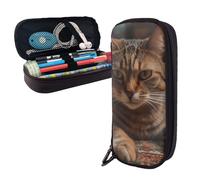 HETPLKD Pencil Case Large Capacity Pencil Pouch Aesthetic Pen Bag Office Stationery Organizer Leather Pen Holder A Cat Lies Down Makeup Bags Pencil Case Box for Men Women Work Office