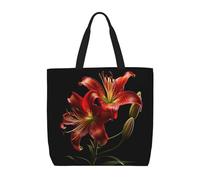 HETPLKD Red Lily Womens Tote Bag Large Reusable Grocery Bags Casual Shoulder Bags For Shopping, Travel, Work Gift For Women