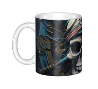 HETPLKD Skeleton Pirate Ceramic Coffee Mug 11oz Novelty Tea Cup With Handle Coffee Cup For Men Women Office Work