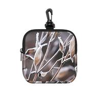 HETPLKD Small Neoprene Pouch, Mini Portable Makeup Bag With Carabiner Keychain Waterproof Travel Coin Purse Storage Bag Dewy Willow Branches Clutch Cosmetic Organizer For Women