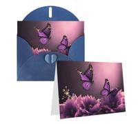 HETPLKD Thinkingofyoucardwithenvelopes3d Flowers And Purple Butterfly4x6 | Personalized Greeting Cards For Holiday, Wedding Thank You Cards For Women Men, Notecards Blank For Various Occasions