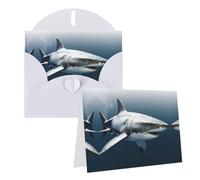 HETPLKD Thinkingofyoucardwithenvelopes3d Shark Fish4x6weddingthankyoucards | Personalized Greeting Cards For Holiday, Wedding Thank You Cards For Women Men, Notecards Blank For Various Occasions