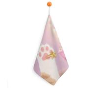 HETPLSD 1PCS Cat's Paw Holds A Pin Hand Towels, 11.8x11.8 Inch Microfiber Kitchen Towels with Hanging Loop, Super Absorbent & Fast Drying Small Towel for Bathroom Kitchen