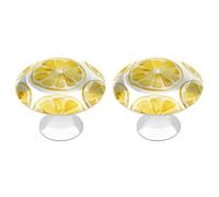 HETPLSD 2 Pack Stainless Steel Cabinet Knobs, Lemon Slice Pattern Drawer Pull Single Hole with Screws, Durable Cabinet Hardware for Kitchen, Dressers, 1.1 Inch Diameter